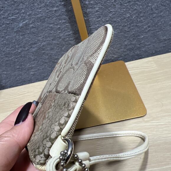 Coach Monogram Wristlet Mini Bag Brown - Picture 12 of 14